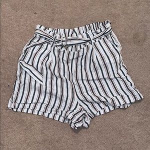Striped paper bag shorts